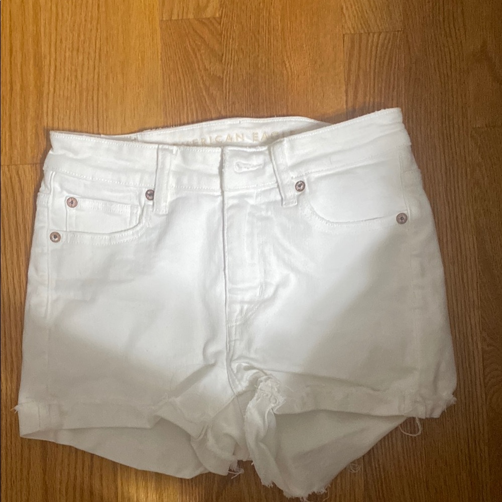 American Eagle By Payless White Jean Shorts High-Waisted Cuffed